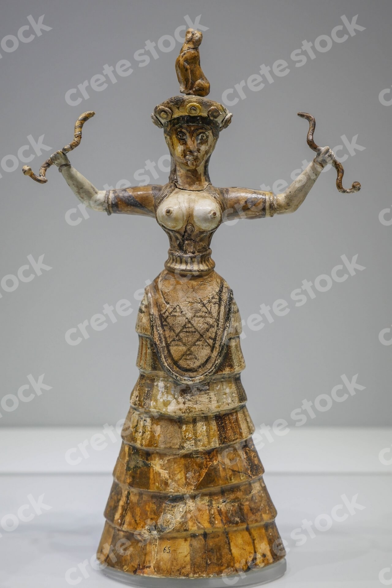 Ancient Minoan Statue Snake Goddess In Archaeological Museum Of ...