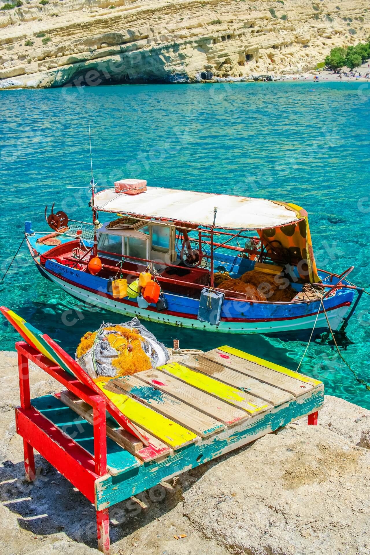 boat-sunbed-in-matala-village-in-heraklion